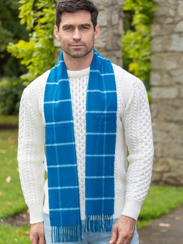 Mens Cashmere Scarves*Sweater Shop 100% Cashmere Scarf Atlantic Blue