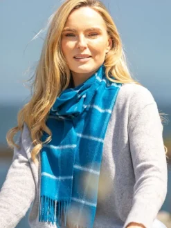 Ladies Cashmere Scarves*Sweater Shop 100% Cashmere Scarf Atlantic Blue