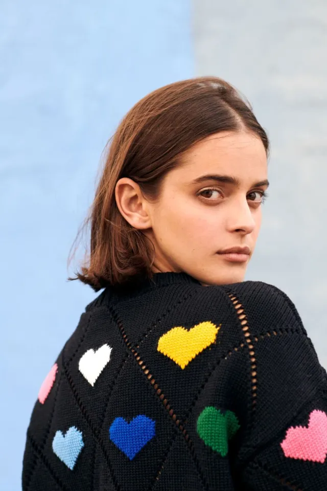 Designer Knitwear|Womens Irish Knitwear*Sweater Shop 100% Fine Merino Wool Love Sweater Multicolour