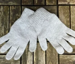 Aran Gloves & Mittens*Sweater Shop 100% Lambswool Gloves Silver - Ladies