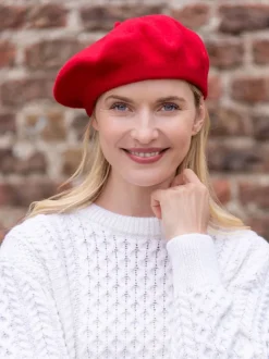 Aran Wool Hats|Ladies Hats*Sweater Shop 100% Merino Wool Beret Red