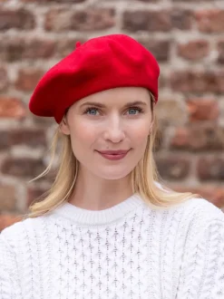 Aran Wool Hats|Ladies Hats*Sweater Shop 100% Merino Wool Beret Red