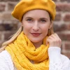 Aran Wool Hats|Ladies Hats*Sweater Shop 100% Merino Wool Beret Yellow