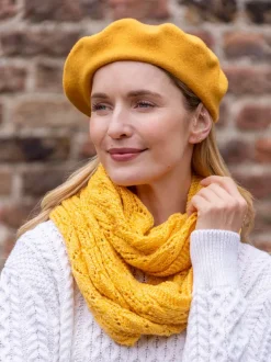 Aran Wool Hats|Ladies Hats*Sweater Shop 100% Merino Wool Beret Yellow