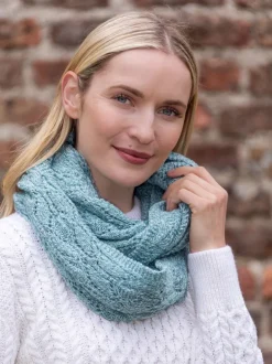 Ladies Merino Wool Scarves|Ladies Aran Scarves*Sweater Shop 100% Merino Wool Infinity Scarf Aqua