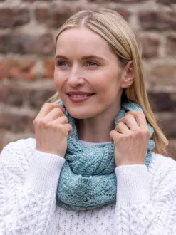 Ladies Merino Wool Scarves|Ladies Aran Scarves*Sweater Shop 100% Merino Wool Infinity Scarf Aqua