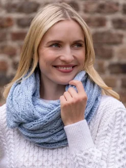 Ladies Merino Wool Scarves|Ladies Aran Scarves*Sweater Shop 100% Merino Wool Infinity Scarf Sky Blue