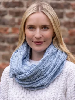 Ladies Merino Wool Scarves|Ladies Aran Scarves*Sweater Shop 100% Merino Wool Infinity Scarf Sky Blue