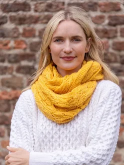 Ladies Merino Wool Scarves|Ladies Aran Scarves*Sweater Shop 100% Merino Wool Infinity Scarf Yellow
