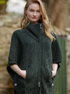 Womens Aran & Tweed Coats|Womens Irish Knitwear*Sweater Shop Aran Batwing Jacket Merino Wool