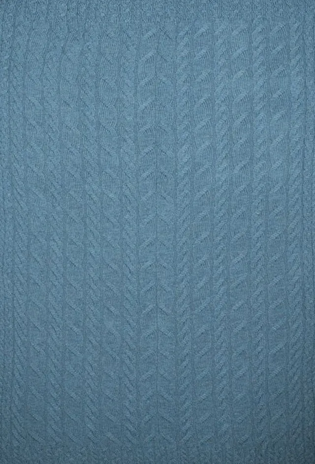 Aran Wool Throws*Sweater Shop Aran Cable Knit Blanket Super Soft Merino Ocean Blue