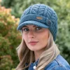Aran Wool Hats|Ladies Hats*Sweater Shop Aran Cable Peak Hat Denim