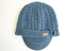 Aran Wool Hats|Ladies Hats*Sweater Shop Aran Cable Peak Hat Denim