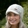 Aran Wool Hats|Ladies Hats*Sweater Shop Aran Cable Peak Hat Oat