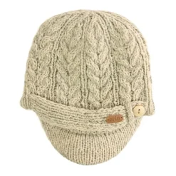 Aran Wool Hats|Ladies Hats*Sweater Shop Aran Cable Peak Hat Oat