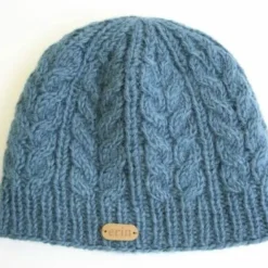 Aran Wool Hats*Sweater Shop Aran Cable Pullon Hat Denim