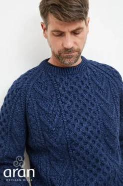 Mens Fisherman Sweaters|Mens Knitwear*Sweater Shop Aran Handknit Sweater Nightshade Navy