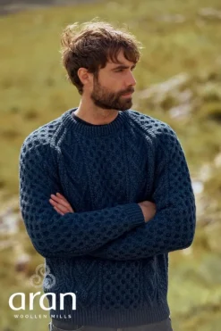 Mens Fisherman Sweaters|Mens Knitwear*Sweater Shop Aran Handknit Sweater Nightshade Navy