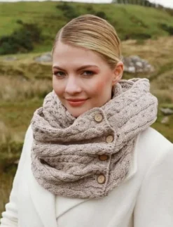 Ladies Aran Scarves|Ladies Aran Scarves*Sweater Shop Aran Infinity Scarf Beige