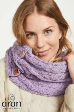 Ladies Aran Scarves|Ladies Aran Scarves*Sweater Shop Aran Infinity Snood Lilac