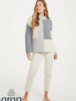 Womens Irish Knitwear|Womens Aran Fisherman Sweaters*Sweater Shop Aran Patchwork Sweater