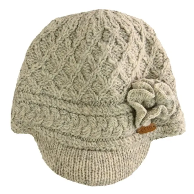 Ladies Hats*Sweater Shop Aran Trellis Peak hat Oatmeal