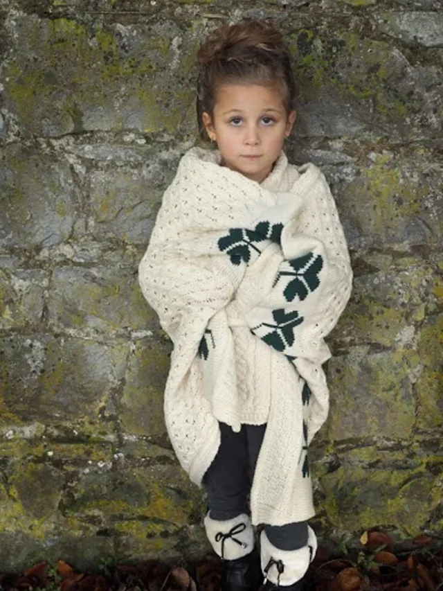Aran Wool Throws*Sweater Shop Aran Wool Baby Blanket