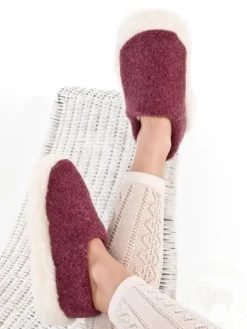 Wool Slippers|Slippers*Sweater Shop Burgandy Wool Slippers