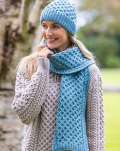 Ladies Aran Scarves|Ladies Aran Scarves*Sweater Shop Cable Knit Aran Scarf Aqua