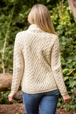 Womens Irish Knitwear|Ladies Cardigans*Sweater Shop Cable Knit Side Zip Cardigan Natural