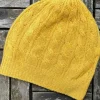 Aran Wool Hats|Ladies Hats*Sweater Shop Cashmere Cable Knit Beanie Mustard