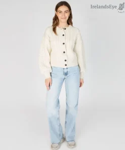 Womens Irish Knitwear|Ladies Cardigans*Sweater Shop Clover Cropped Cardigan Natural