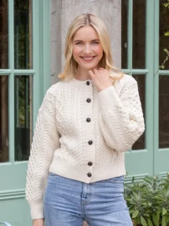 Womens Irish Knitwear|Ladies Cardigans*Sweater Shop Clover Cropped Cardigan Natural