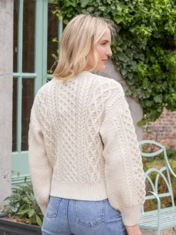 Womens Irish Knitwear|Ladies Cardigans*Sweater Shop Clover Cropped Cardigan Natural