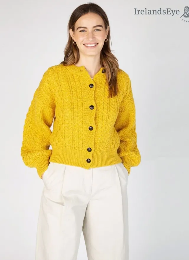 Womens Irish Knitwear|Ladies Cardigans*Sweater Shop Clover Cropped Cardigan Sunflower