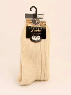 Wool Slippers|Aran Wool Socks*Sweater Shop Connemara Unisex Socks -Natural