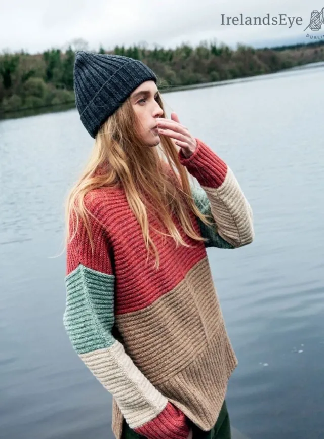 Womens Irish Knitwear*Sweater Shop Contrast Funnel Neck Sweater Sunset Biscuit