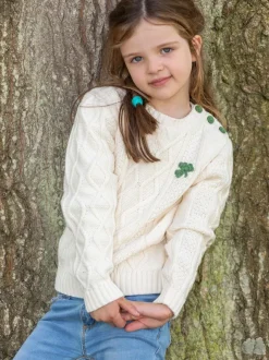 Kids Aran Sweaters|Baby & Toddler Sweaters*Sweater Shop Cream Cable Knit Kids Sweater with Shamrock