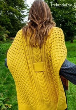 Womens Aran & Tweed Coats|Womens Irish Knitwear*Sweater Shop Crocus Horseshoe Cable Cape Sunflower