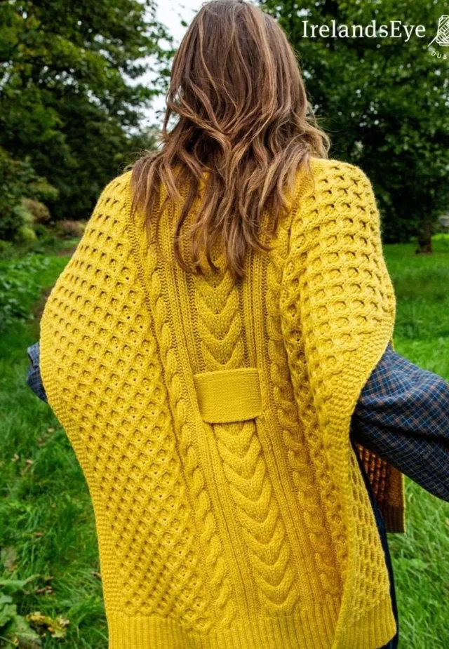 Womens Aran & Tweed Coats|Womens Irish Knitwear*Sweater Shop Crocus Horseshoe Cable Cape Sunflower