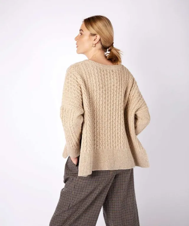 Womens Irish Knitwear|Womens Aran Fisherman Sweaters*Sweater Shop Cropped Aran Sweater Seashell