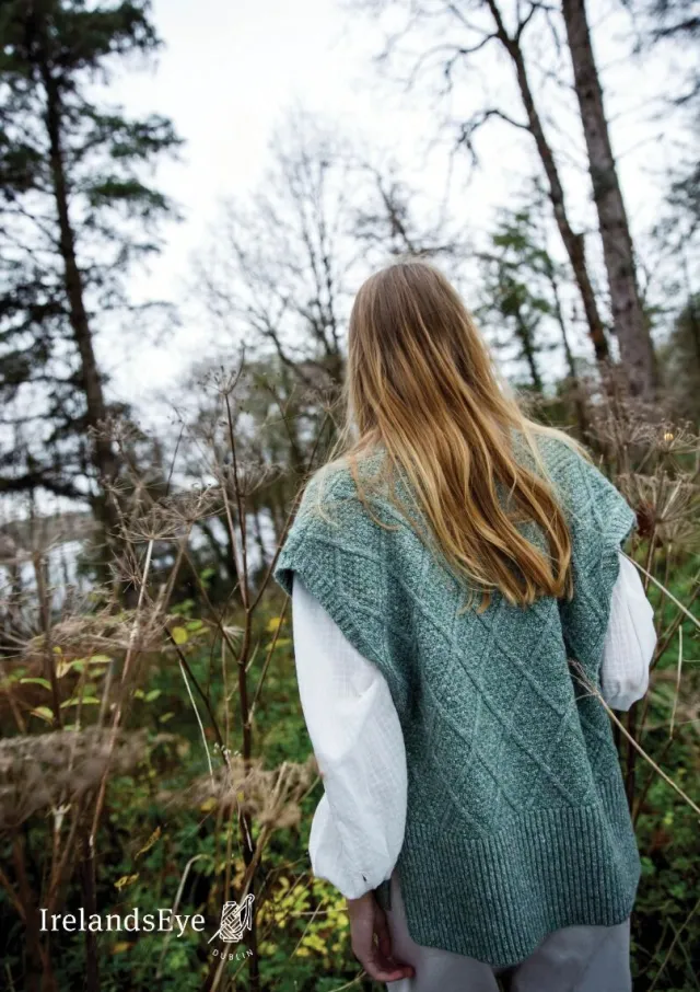 Womens Irish Knitwear|Ladies Cardigans*Sweater Shop Diamond Pattern Sleeveless Vest Apple