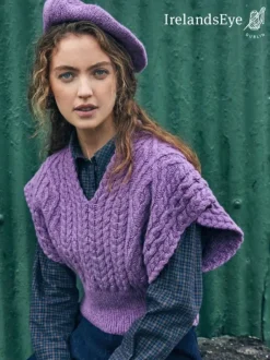 Womens Irish Knitwear*Sweater Shop Diamond Vest Lilac