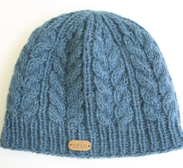 Aran Wool Hats*Sweater Shop Erin Cable Knit Hat Blue