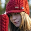 Aran Wool Hats*Sweater Shop Erin Peak Cable Knit Hat Red