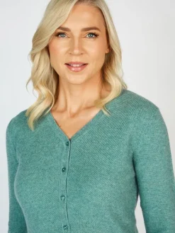 Womens Irish Knitwear|Cashmere And Merino Wool Sweaters*Sweater Shop Extra Fine Merino Wool & Cashmere Cardigan Green