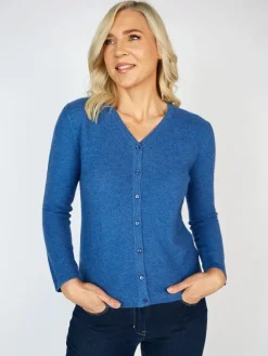 Womens Irish Knitwear|Cashmere And Merino Wool Sweaters*Sweater Shop Extra Fine Merino Wool & Cashmere Cardigan Denim