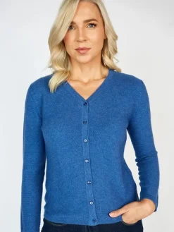 Womens Irish Knitwear|Cashmere And Merino Wool Sweaters*Sweater Shop Extra Fine Merino Wool & Cashmere Cardigan Denim