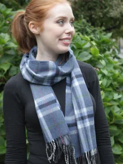Ladies Merino Wool Scarves*Sweater Shop Extra Fine Merino Wool Blue, Cream and Black