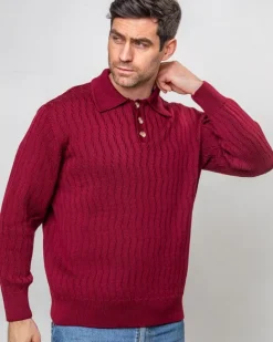 Cashmere And Merino Sweaters|Mens Knitwear*Sweater Shop Extra Fine Merino Wool Button Neck Sweater - Berry